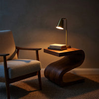 Solid Wood Nightstand Artistic With Undulating Shape Bedroom, view 9