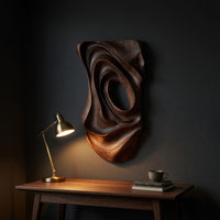 Nested Ovals in a Carved Walnut Wall Sculpture, view 9 — view 9