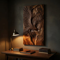 Deep-Relief Eagle Carving on a Tall Walnut Wall Panel, view 9 — view 9