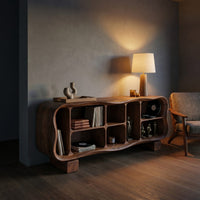 Mid-Century Rounded Tv Stand For Great Room Interior, view 9