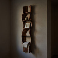 Solid Wood Wall Mounted Shelf Minimalist Bathroom Space Saving, view 9