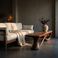 Contemporary Natural Wood Bench For Luxury Window Corner, view 9