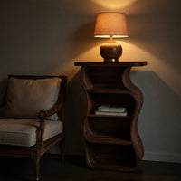 Solid Wood Nightstand Sculptural With Open Shelf Bedroom, view 9