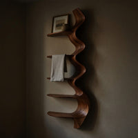 Solid Wood Wall Mounted Shelf Shelving Unit Living Room, view 9