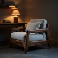 Solid Wood Chair Lounge With Wide Seat Living Room, view 9