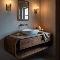 Solid Wood Bathroom Vanity Wall Mounted Modern, view 9