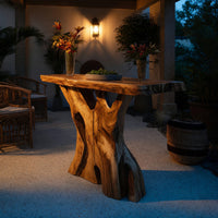 Solid Wood Teak Outdoor Table Solid Console Live Edge Design Entryway, view 9