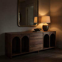 Solid Wood Sideboard With Arched Compartments Living Room, view 9