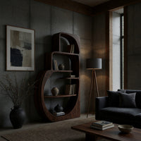 Four-Tier Bookshelf with a Carved Circular Base, view 9