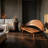 Modern Woven Leaf Shape Bench For Garden Interior Space, view 9