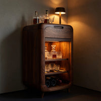 Solid Wood Bar Cabinet Wine With Shelves Drawer Area, view 9