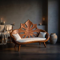 Contemporary Sunburst Leaf Back Bench For Lounge Interior Space, view 9