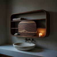 Solid Wood Bathroom Cabinet Scandinavian Curved Family, view 9