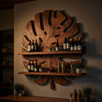 Solid Wood Wine Rack Wall Holder Home Bar Bottle Showcase, view 9