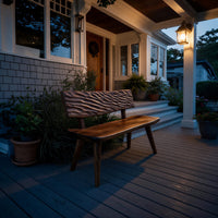 Solid Wood Outdoor Garden Bench With Carved Backrest Patio, view 9
