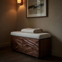Solid Wood Entryway Storage Bench Minimal Bedroom Foot Area, view 9