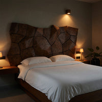 Solid Wood Headboard Geometric Panel King Queen Bed, view 9
