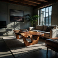 Hollow-Carved Pedestals Under a Free-Form Coffee Table, view 9
