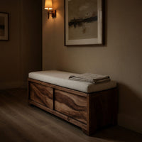 Solid Wood Entryway Storage Bench Coastal Living Room, view 9