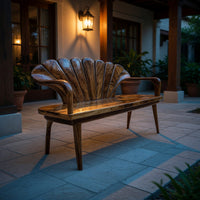 Solid Wood Outdoor Garden Bench Handcrafted Entryway Hallway Seating, view 9