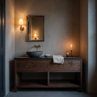 Solid Wood Bathroom Vanity Luxury With Open Shelf Storage, view 9