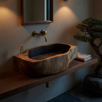 Solid Wood Sink Vanity Handcrafted Wall Mounted Bathroom, view 9