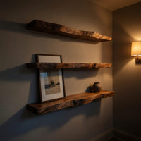 Solid Wood Natural Wood Floating Shelves Handcrafted Shelf Entryway Christmas, view 9