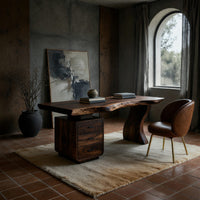 Wave-Leg Desk with a Live Edge Top and Drawer Cabinet, view 9