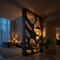 Solid Wood Room Divider Openwork With Display Shelves Living, view 9