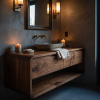 Solid Wood Bathroom Vanity Minimalist Floating Areas, view 9