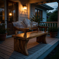Solid Wood Outdoor Garden Bench Live Edge Entryway Interior Home, view 9