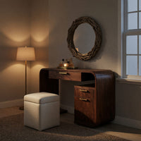 Solid Wood Dressing Table Sculptural Vanity Bedroom Area Makeup Space, view 9