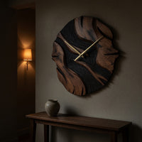 Solid Wood Clock Sculptural Wall Living Room, view 9