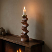 Solid Wood Candle Holder Handcrafted Stand Furniture Accent Display, view 9