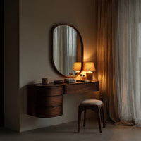 Solid Wood Dressing Table Minimalist Wall Mounted Vanity With Drawer Sunlit, view 9