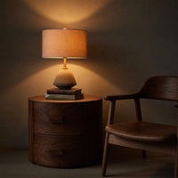 Solid Wood Nightstand Round Two Drawer Modern Bedroom, view 9