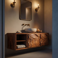 Solid Wood Bathroom Vanity Minimal Sculptural, view 9