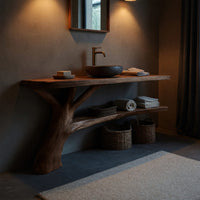 Solid Wood Live Edge Vanity Handcrafted Bathroom Sculptural Spa, view 9