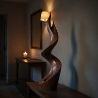 Solid Wood Sculpture Wall Art Rustic Large Twisted Spiral Floor Outdoor, view 9