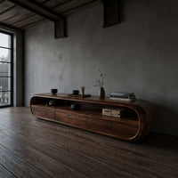 Capsule-Shaped TV Console for a Quiet Media Room, view 9