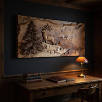 Standing Stag on a Live-Edge Slab, Wall Art Made to Order, view 9 — view 9