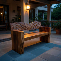Solid Wood Outdoor Garden Bench Solid Entryway Natural Style Home, view 9