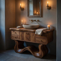Solid Wood Bathroom Vanity With Open Shelf Spa, view 9