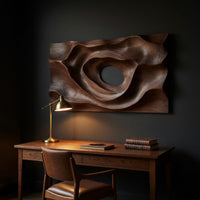 Hand Carved Dune Ridge Walnut Wall Art Relief Panel, view 9 — view 9