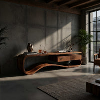 Ribbon Curve Media Console with a Floating Top, view 9