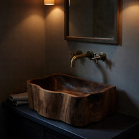 Solid Wood Sink Vanity Handcrafted Wall Mounted Bathroom Artisan Bathroom, view 9