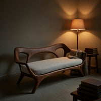 Solid Wood Sofa Statement With Curved Backrest Living, view 9