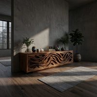 Tidepool Acacia Media Console with Deep Carved Relief, view 9