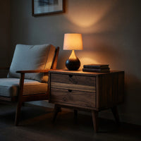 Solid Wood Nightstand Mid Century With Two Drawers Bedroom, view 9
