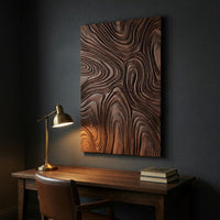 Chisel-Cut Contour Lines, Dark Walnut Relief Panel, view 9 — view 9